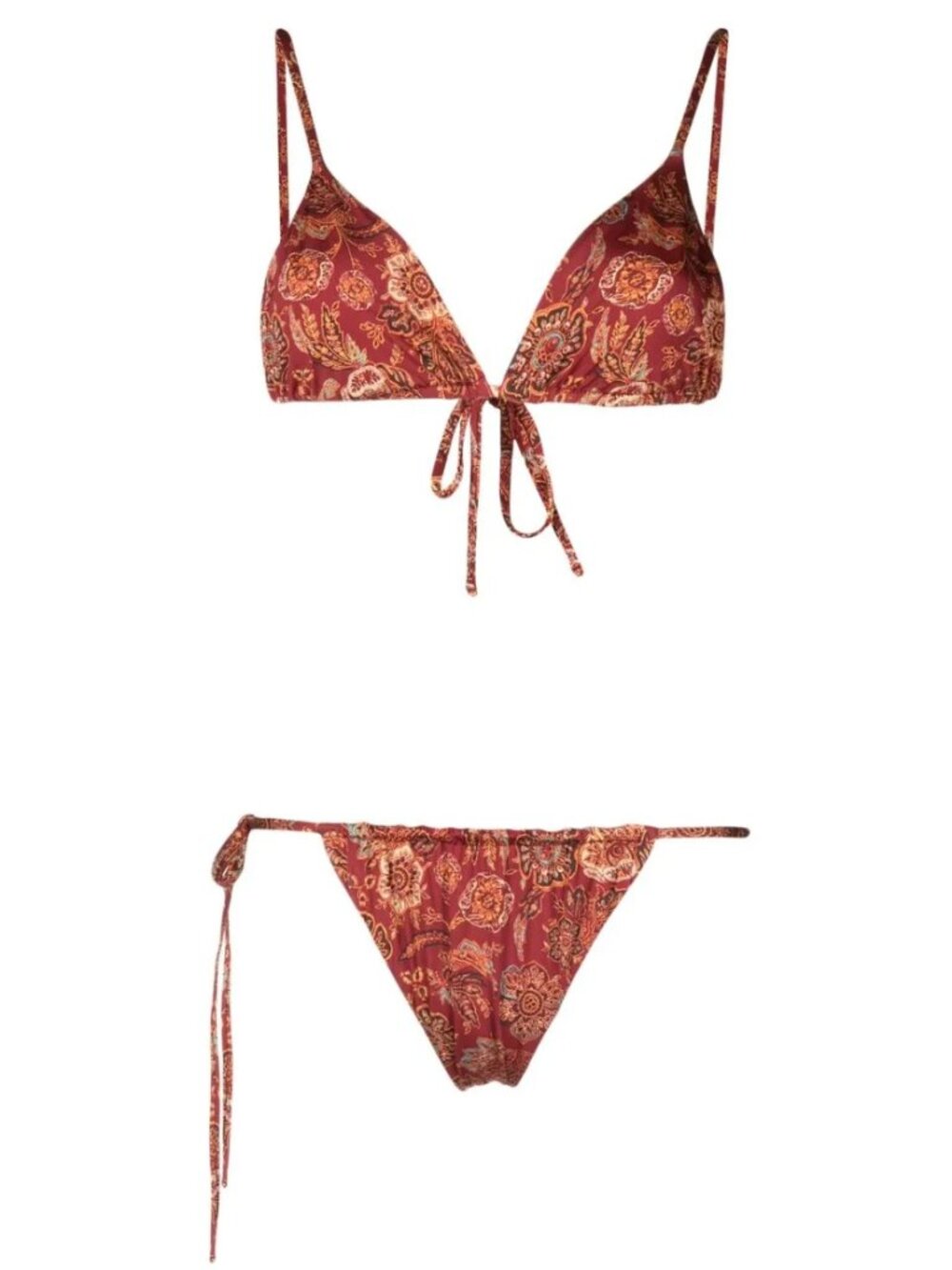 SIR. Idalia Red Paisley Triangle Bikini Top and Bottom